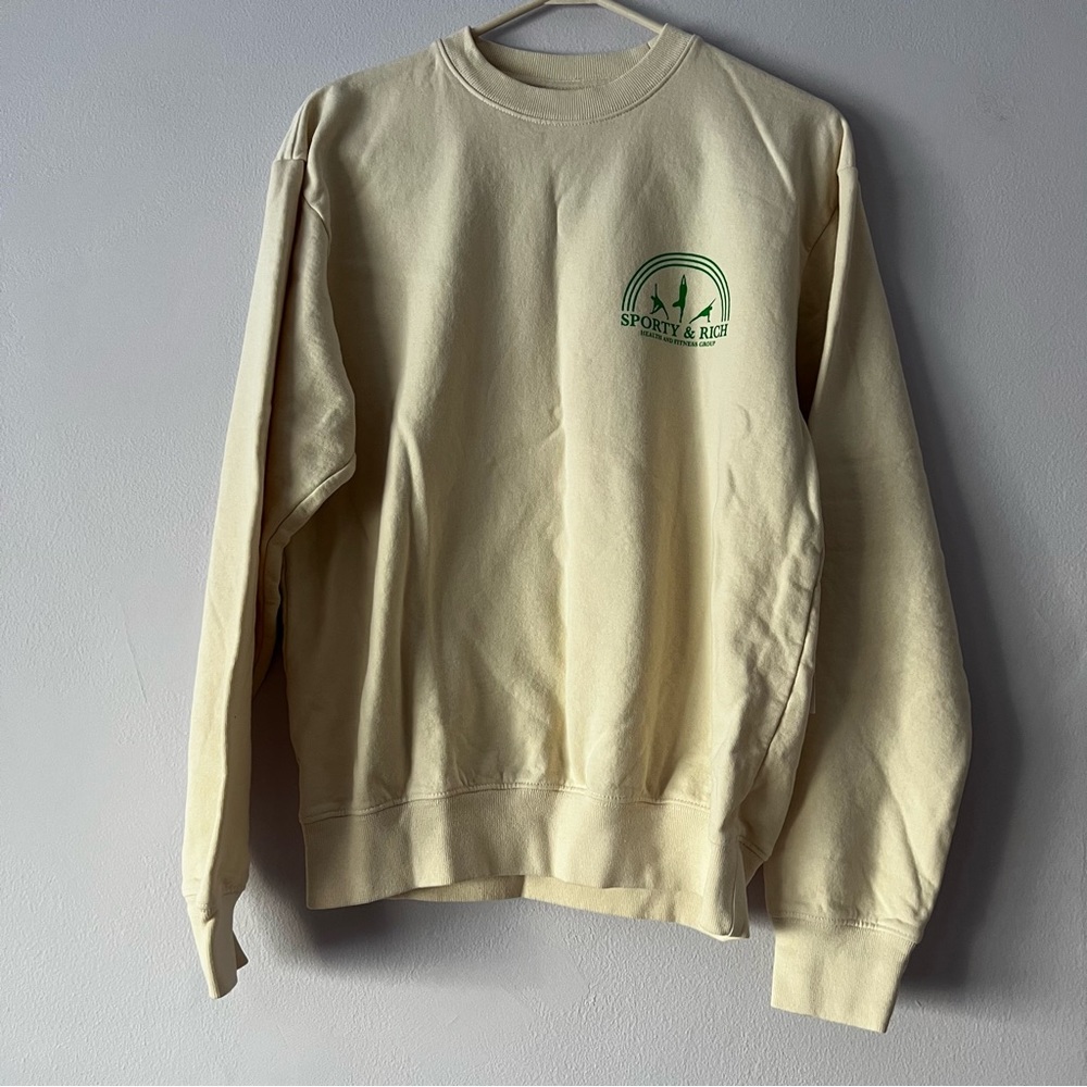 NWT Sporty & Rich Fitness Group Cream Sweatshirt XS - Picture 2 of 10